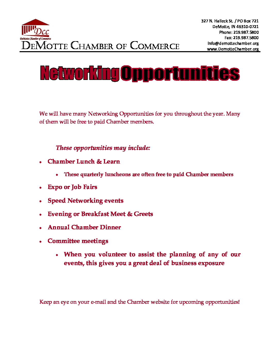 Networking Opportunities